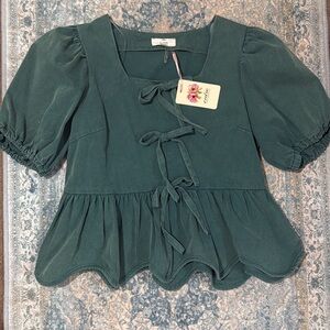 Green Puff Sleeve Top
